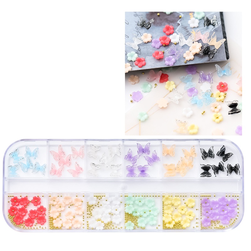 Hạt Cườm Tròn Bằng Kim Loại Acrylic Hình Hoa Trang Trí Móng Tay