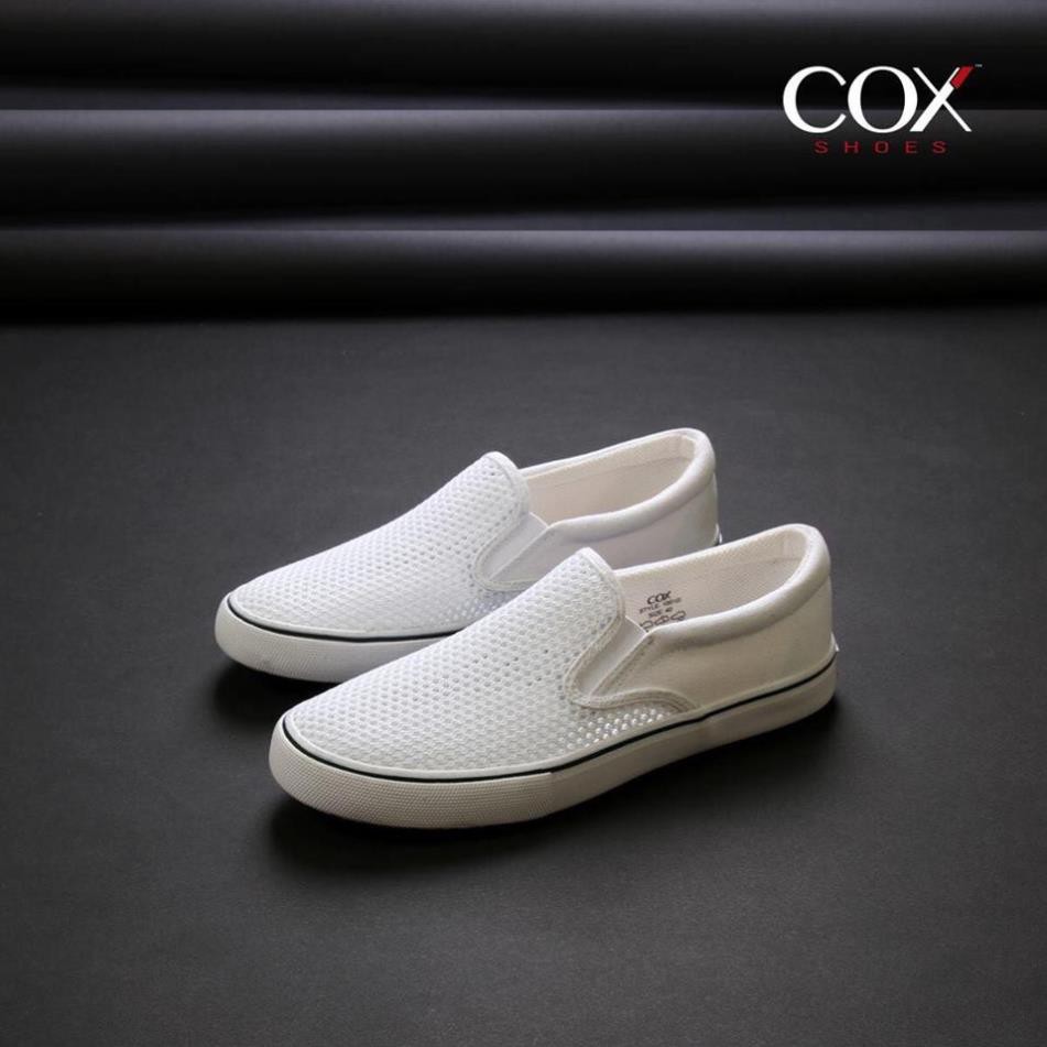 [Freeship - Chính Hãng] Giày Lười Vải Cox Shoes White 1001