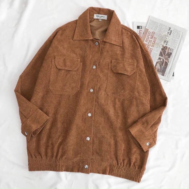 Áo khoác dáng sơ mi kaki nhung gân unisex ulzzang nam nữ