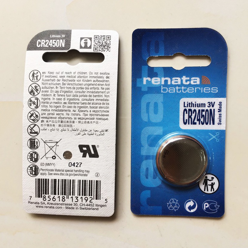 Pin CR2450 CR2450N Renata 3V Lithium batteries vỉ 1 viên chính hãng