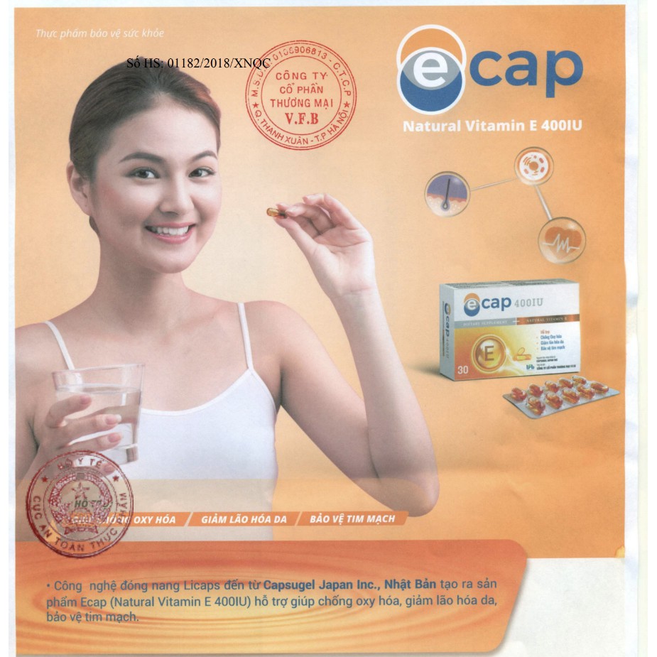 Viên Uống Vitamin E 400IU Ecap -  Đẹp Da, Chống Lão Hóa