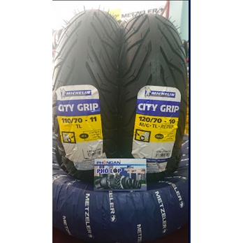 Lốp xe máy Michelin city grip 120/70-10 không săm hàng Thái Lan