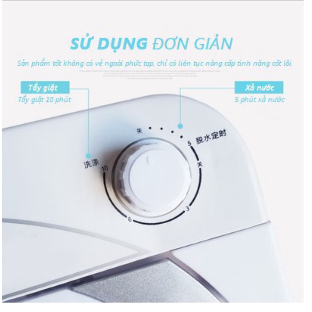 Máy giặt mini 7kg có tia UV diệt khuẩn, tiết kiệm điện nước, bán tự động - Cao cấp