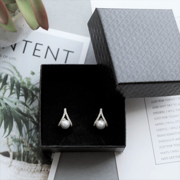 Bông tai bạc nữ đính đá thời trang K028, Chất liệu bạc cao cấp - Trang sức bạc Evasilver