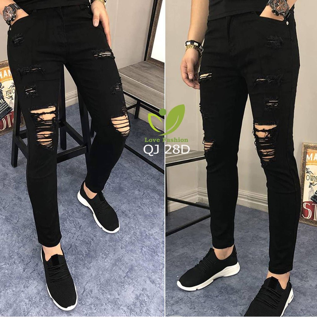 [Mã FATREND5 giảm đến 30k đơn 99k] Quần jean nam đen rách cao cấp DSQ chất bò vải dày đẹp co giãn AHFASHION | BigBuy360 - bigbuy360.vn