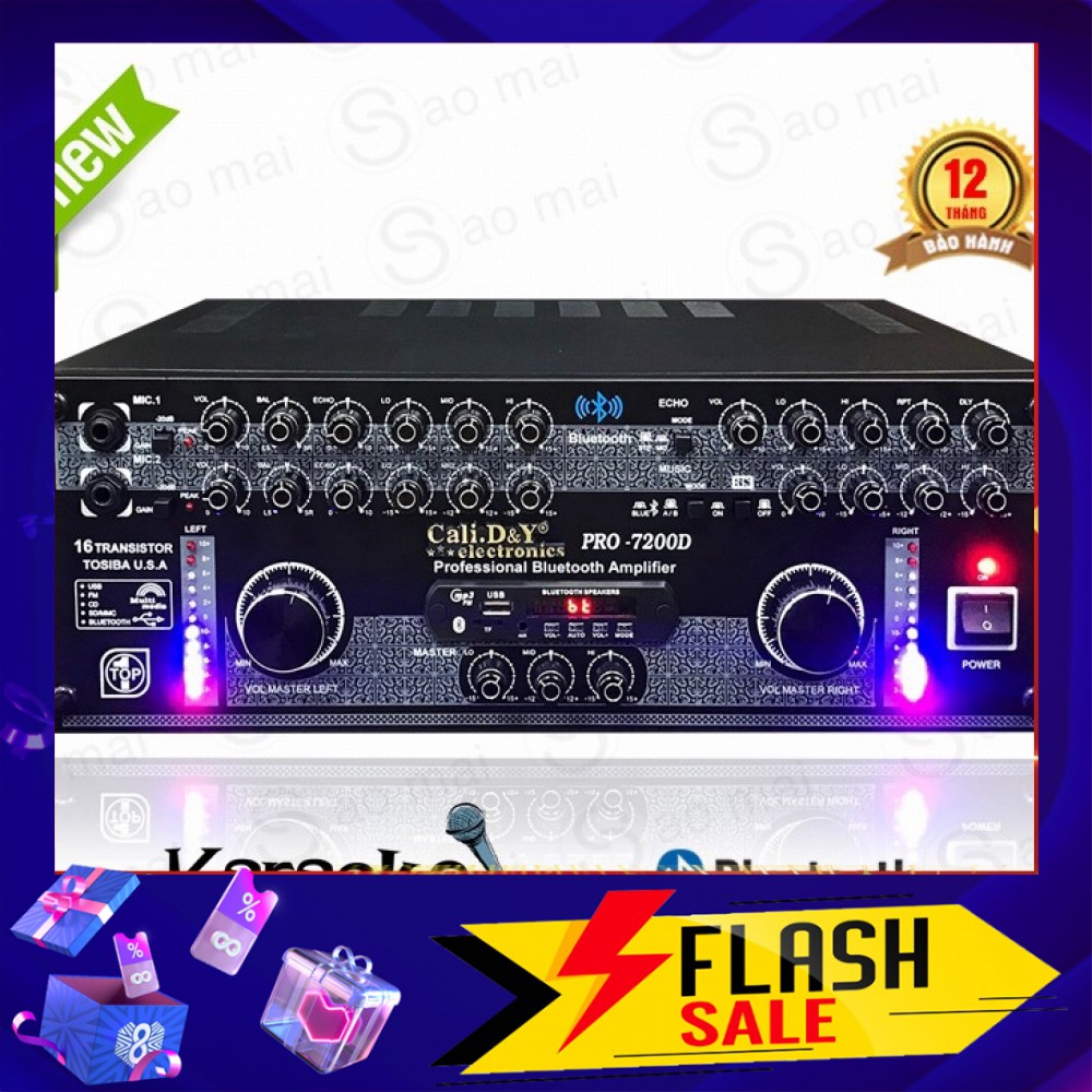 Amply 16 sò to, Ampli Bluetooth Sân Khấu Karaoke Hội Thảo Gia Đình Cali.D&amp;Y PRO-7200