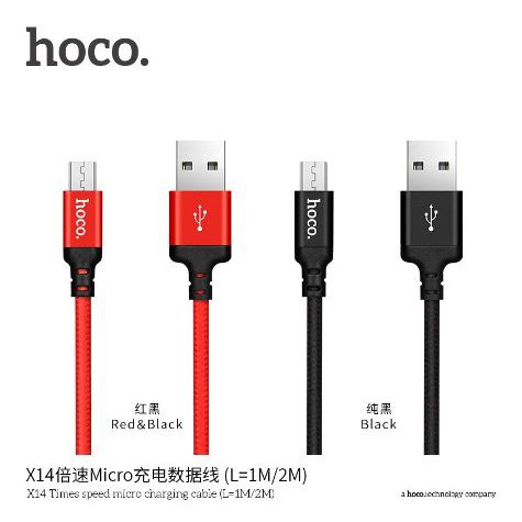 Cáp Sạc Dây Dù Hoco X14 Cổng MicroUSB (Hỗ Trợ Sạc Nhanh)