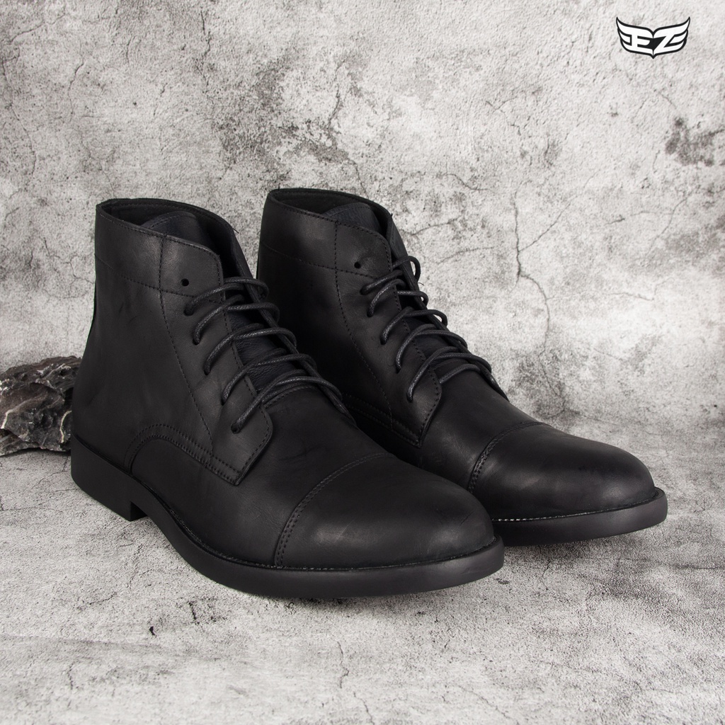 Giày da sáp cao cổ đen - Da nhập khẩu chính hãng 100% | BigBuy360 - bigbuy360.vn