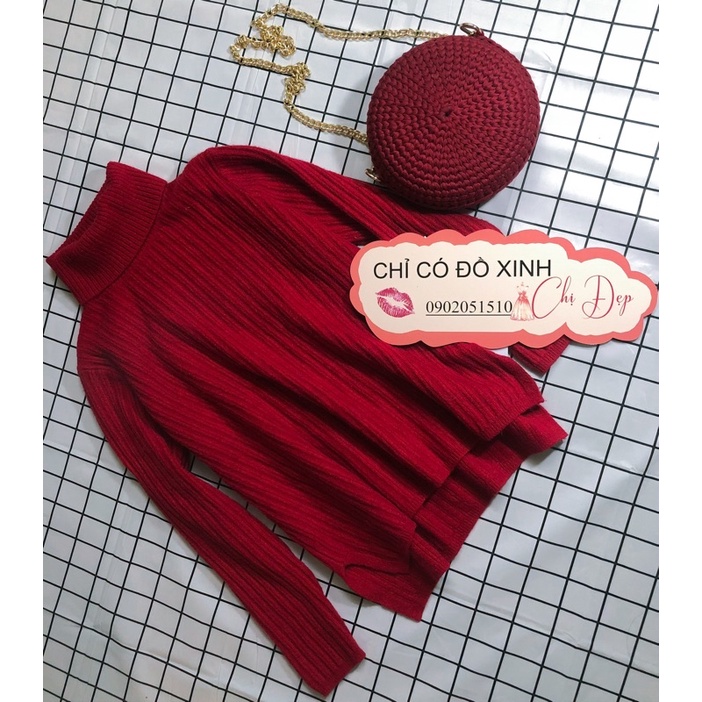 áo len đỏ cổ lọ