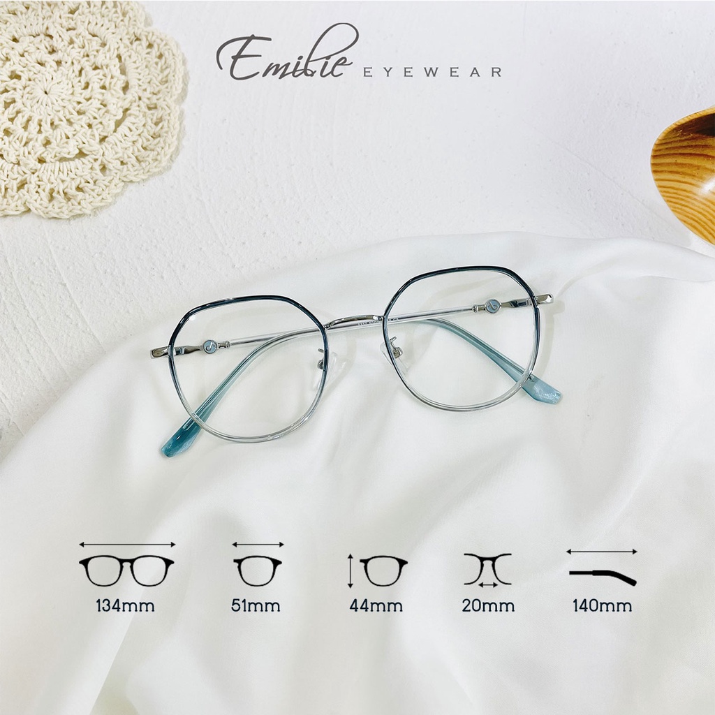 Gọng kính tròn bầu mảnh nhẹ chắc chắn nhiều màu Pastel Kính mắt Emilie phụ kiện thời trang 2137
