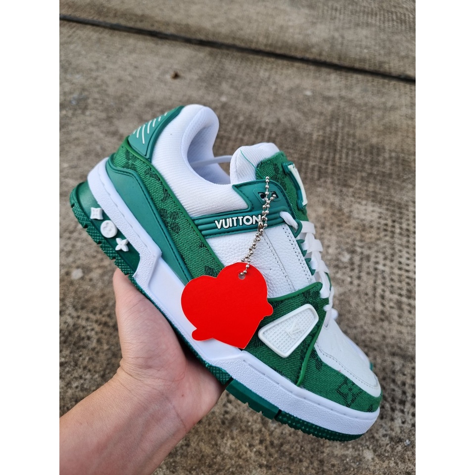 Giày Louis Vuitton LV Trainer Monogram Denim, Giày LV Xanh Lá, Màu Đen Nam Nữ Siêu Chất