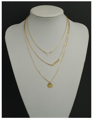 dây chuyền Fashion Round Sequins Rectangular Sequins Triangle Short Combination Necklace