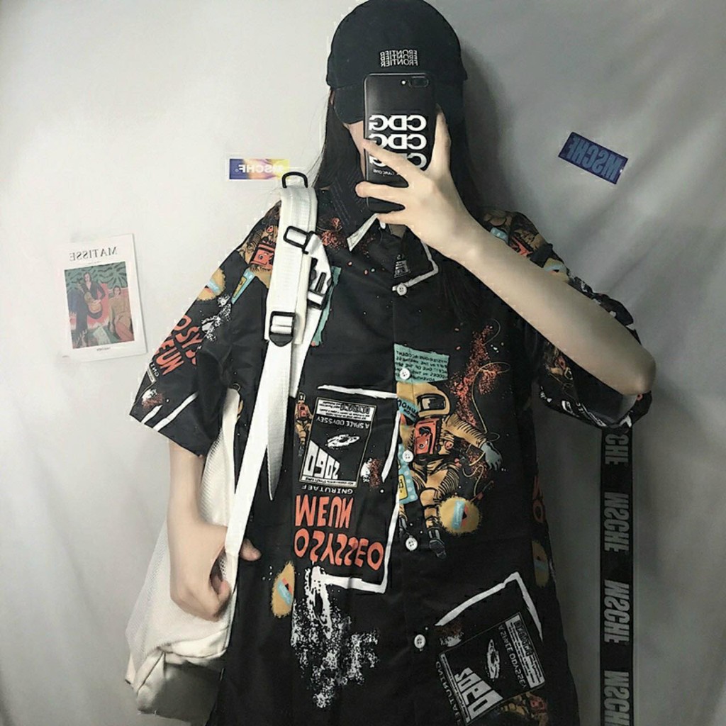 Áo sơ mi lụa loang màu nam nữ form rộng tay lở họa tiết độc đáo, chất mềm mịn, thoáng mát, thoải mái