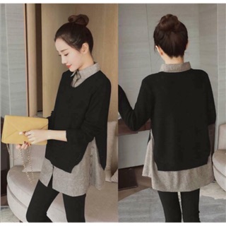 Áo len phối sơ mi