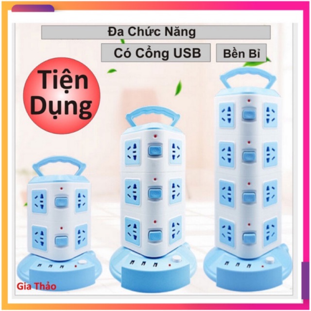 [FREESHIP] Ổ Cắm Điện 3 Tầng Đa Năng (Chính Hãng) tích hợp 3 cổng USB