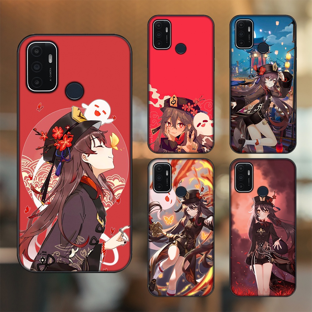 Ốp lưng Oppo A53 viền đen in hình Hutao Genshin Impact