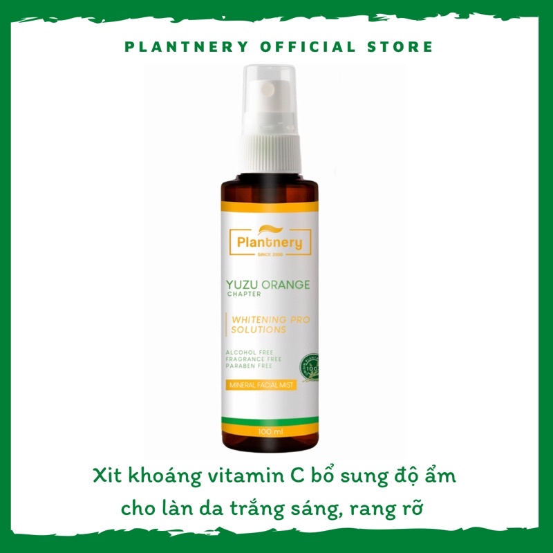 Xịt khoáng dưỡng ẩm chiết xuất cam Plantnery Yuzu Orange Mineral Facial Mist 100ml da căng mọng,lớp trang điểm lâu trôi