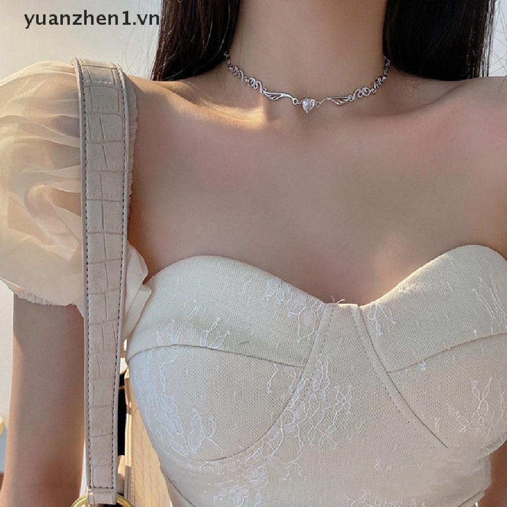 Vòng cổ Mặt Trái Tim Đính Đá Màu Sắc Xinh Xắn Cho Nữ