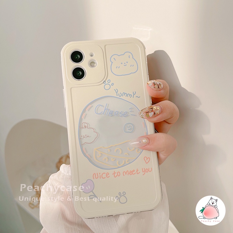 Ốp điện thoại TPU dẻo trong suốt họa tiết chú gấu/ bông hoa dễ thương cho IPHONE 13 11 12 PRO MAX X XS MAX XR 7 8 PLUS