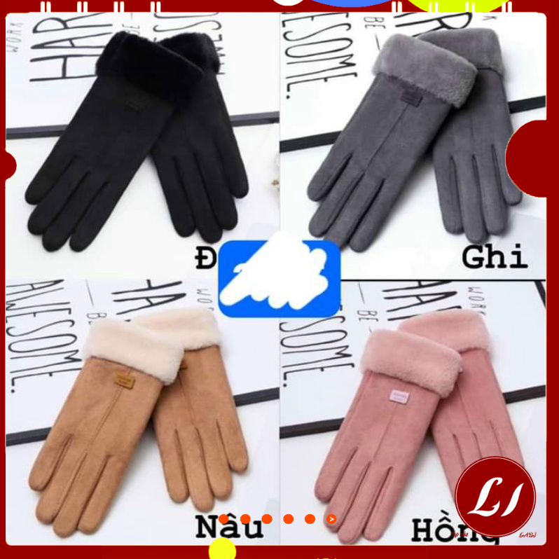 GĂNG TAY DA LỘN LÓT LÔNG NỮ ấm áp, tiện lợi- nhiều màu