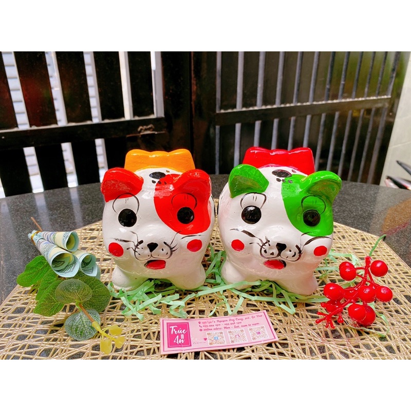 (13x10x12cm) Heo đất nơ vẽ hình 11 mẫu - size nhí nhỏ tầm lòng bàn tay, Khách vui lòng đọc mô tả trước khi đặt hàng