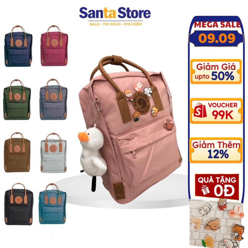 Balo thời trang nam nữ Hàn Quốc SANTA STORE KKN2 quai da đi học đựng Laptop, sách vở kiểu basic vải chống nước cao cấp