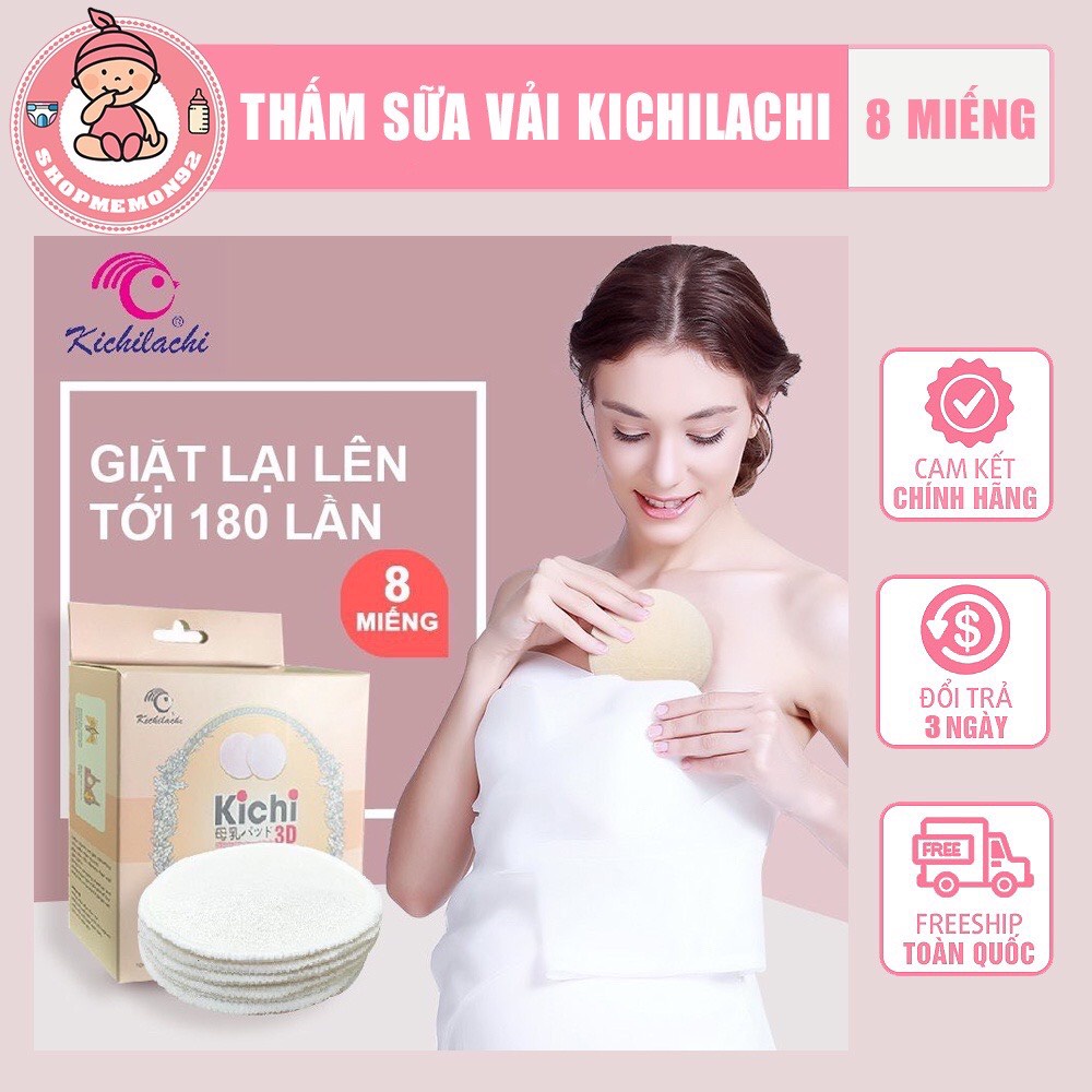 8 Miếng lót thấm sữa vải Kichi dùng nhiều lần có thể giặt được