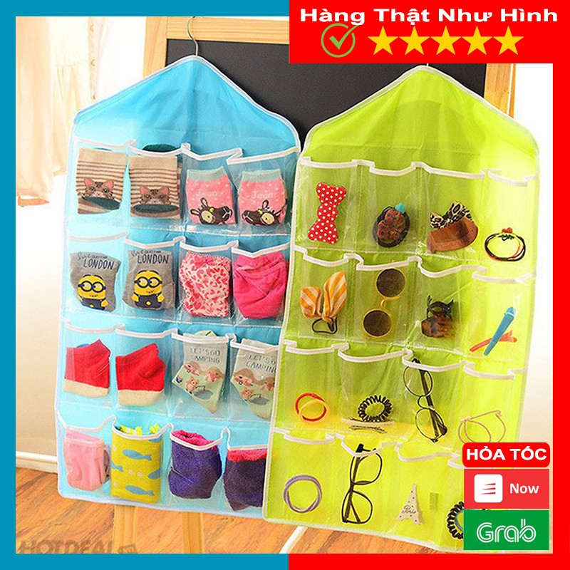 Túi Treo Đồ Lót, Túi Treo Tất 16 Ô, Chất Liệu Polyester và Nhựa PE, Giúp Tiết Kiệm Không Gian Tiện Dụng - MTDDT