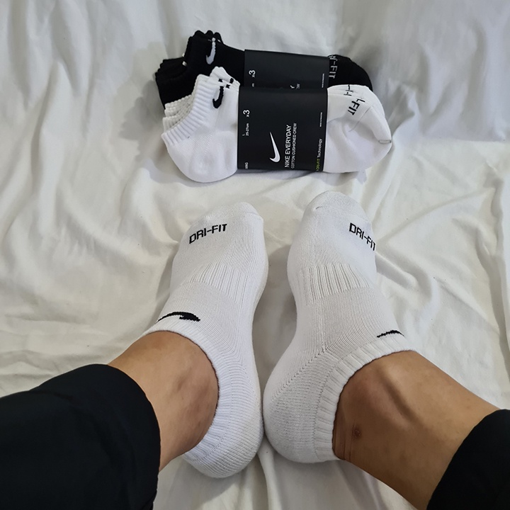 Pack 3 đôi tất thể thao Nike cổ ngắn DRIFIT White/Black SX7678-100