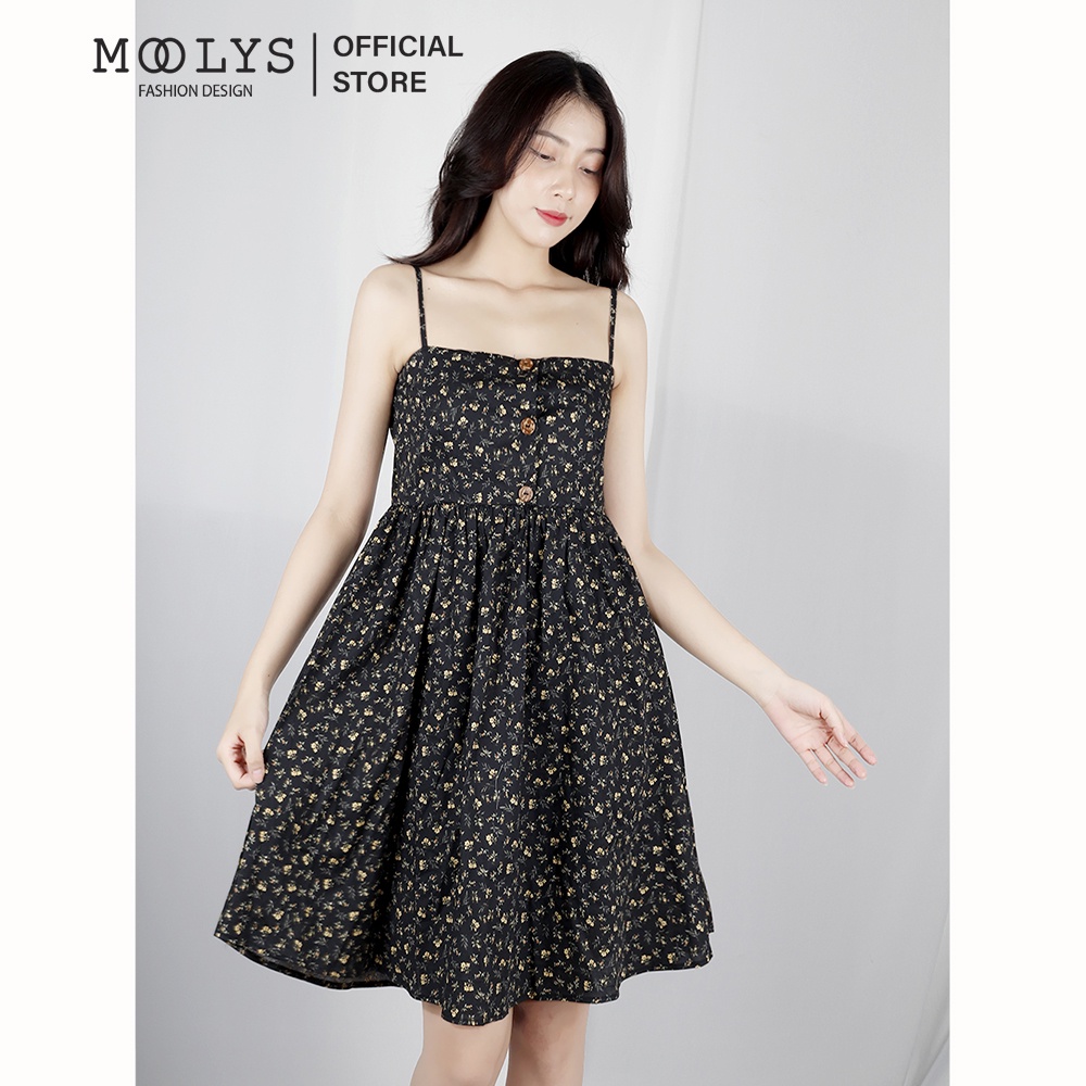 Đầm hai dây thiết kế Moolys dáng baby doll hoa nhí MD012