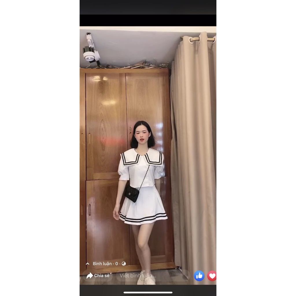 Set áo thuỷ thủ + chân váy viền siêu hot-Xưởng may 4 mùa Ngọc Linh