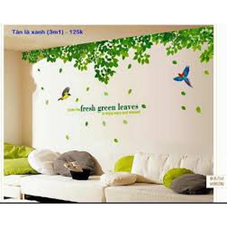 Decal dán tường Tán lá vẹt xanh