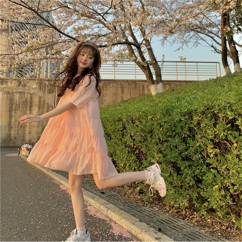Đầm  xếp ly xòe babydoll Korea