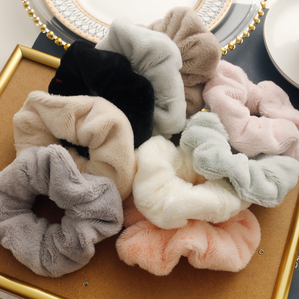 Dây Buộc Tóc Co Giãn Phối Lông Thỏ Giả Nhiều Màu Thời Trang Mùa Đông Cho Nữ