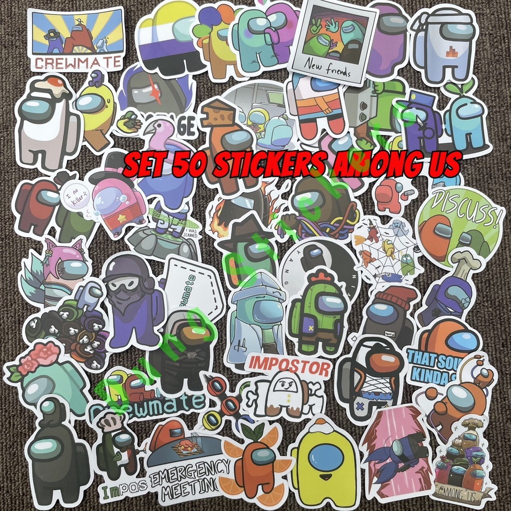 Set 50 sticker graffiti Among Us dán trang trí không thấm nước