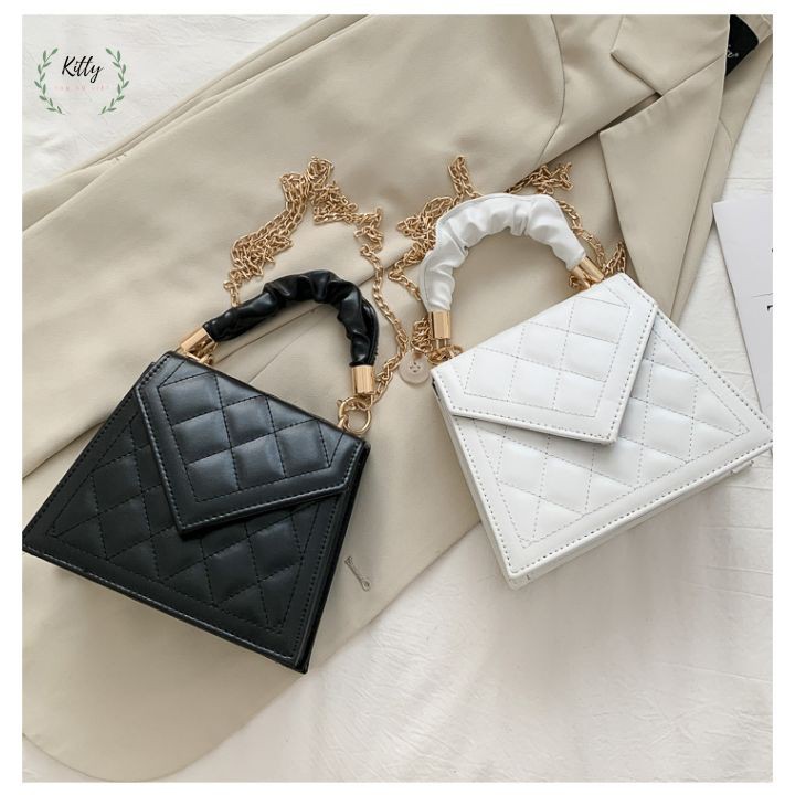 túi xách nữ 🍓 𝐇𝐎𝐓 𝟐𝟎𝟐𝟏 🍓 Túi đeo chéo nữ phối tay nhăn ,quai xích phong cách trẻ trung năng động | BigBuy360 - bigbuy360.vn