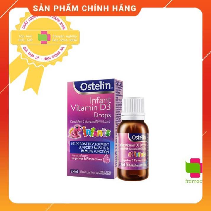 Vitamin D3 Ostelin Drops, Úc (2.4ml) dạng giọt cho trẻ sơ sinh và trẻ nhỏ chính hãng Úc mẫu mới