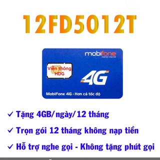 Sim vào mạng 4Gb một ngày gói cước 12FD50 mobifone trọn gói 1 năm