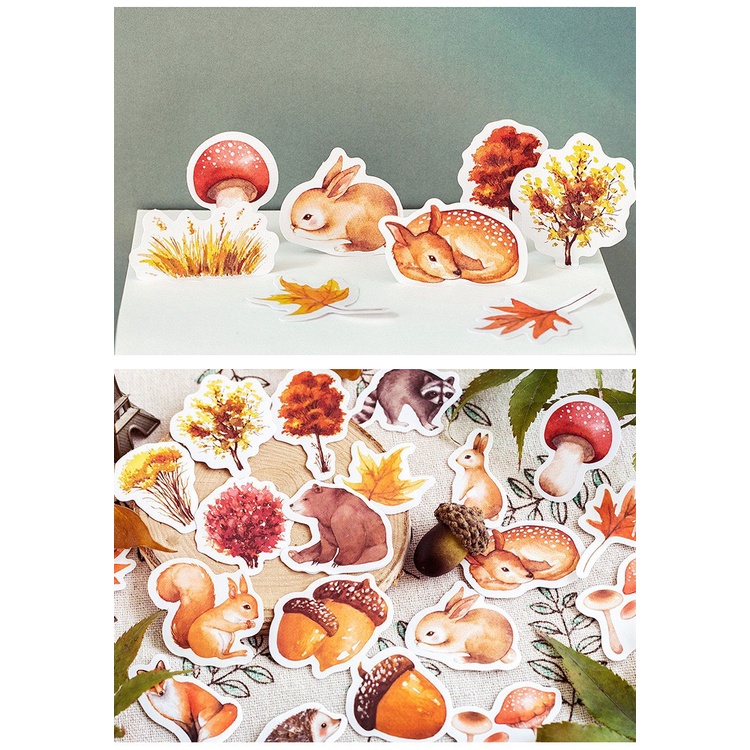Bộ Sticker / Hình dán Họa Tiết Động vật Mùa Thu (45 Hình)
