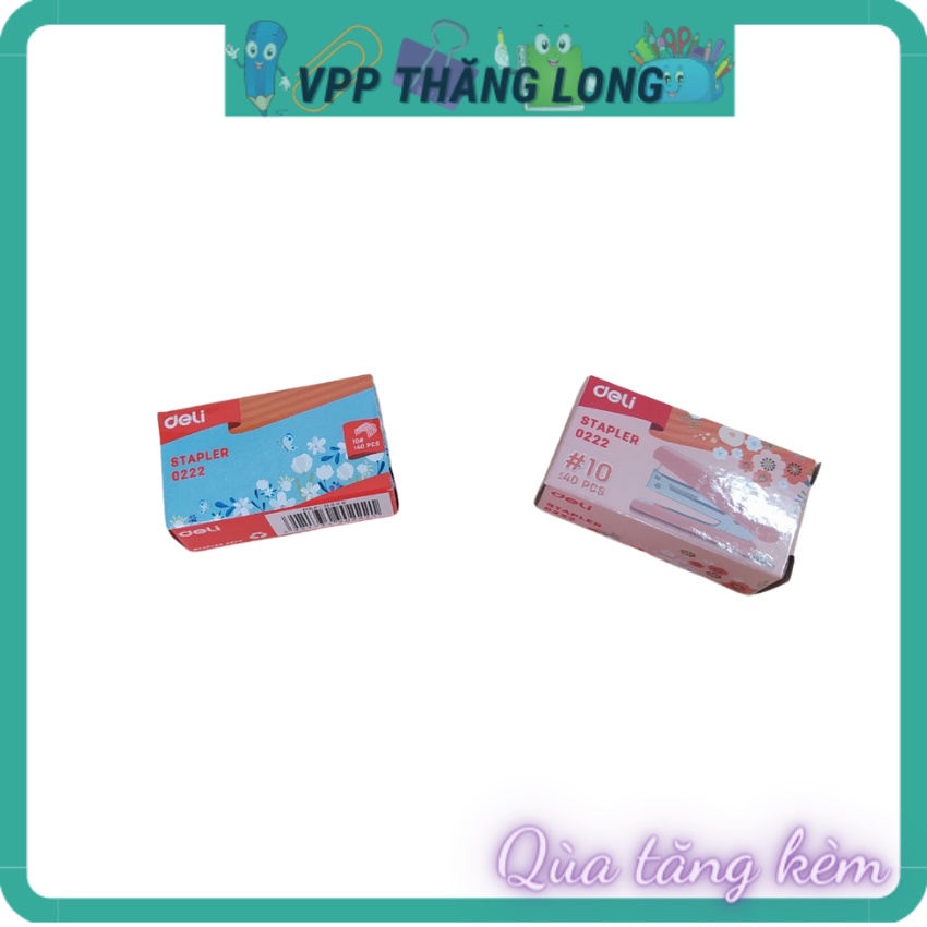 Dập ghim, bấm ghim học sinh mini số 10 mã 0222, dập 12 trang, màu hồng, xanh