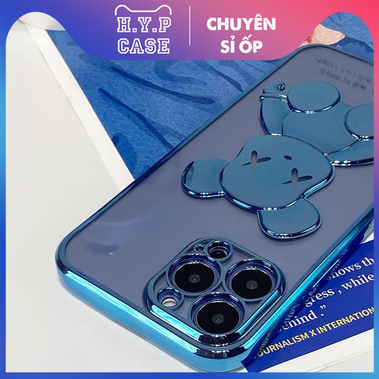 Ốp Lưng Iphone KAWS Bóng Nổi 3D Viền Si Chống Bẩn Cạnh Vuông Màu Blue (02) | BigBuy360 - bigbuy360.vn