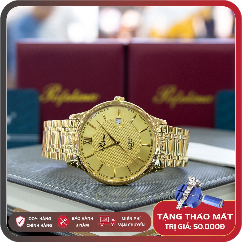 Đồng hồ pin, đồng hồ nam dây thép Pafolina 5030M full box, kính sapphire chống xước, chống nước