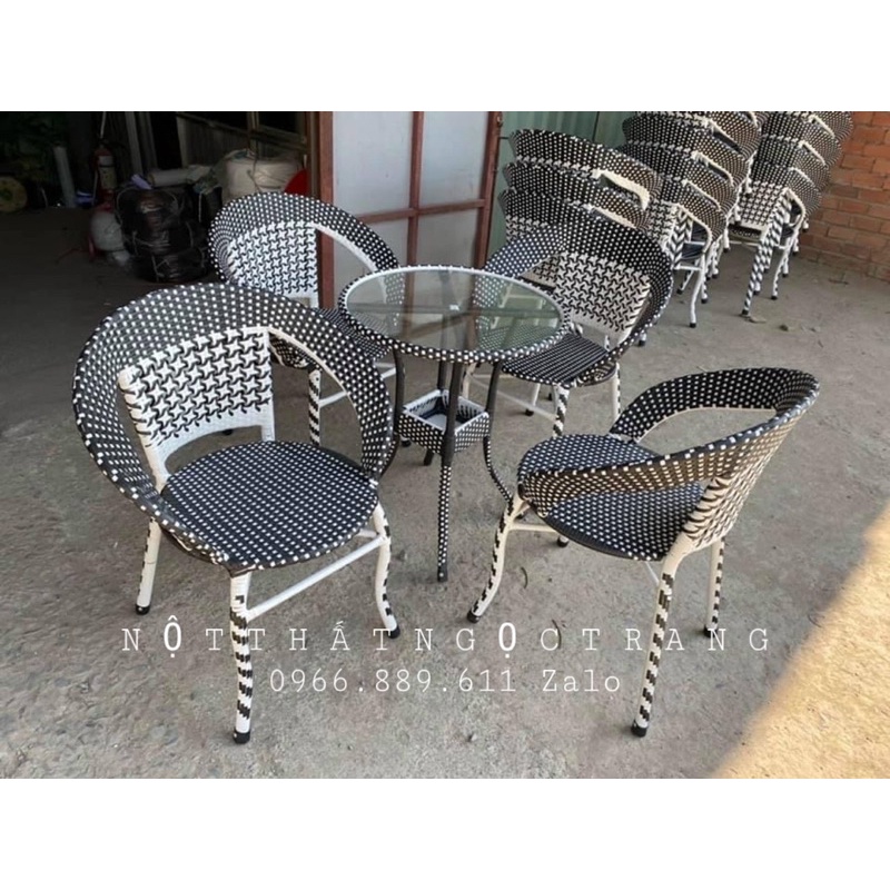 Bàn ghế mây nhựa cafe sân vườn