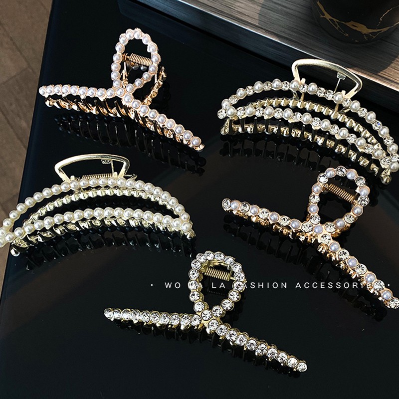 Kẹp tóc hình đuôi cá đính ngọc trai nhân tạo phong cách Hàn Quốc dành cho nữ