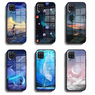 Ốp Điện Thoại Kính Cường Lực Viền Silicon Mềm Cho Samsung Galaxy A12 A42 Edge