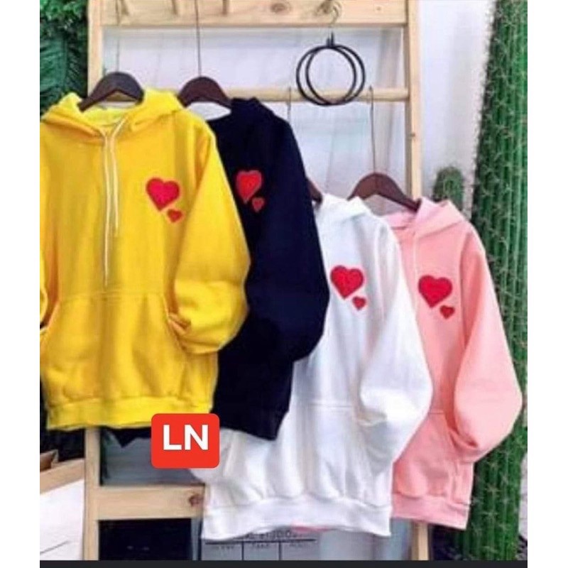 Áo hoodie lô gô tim to nhỏ LN11