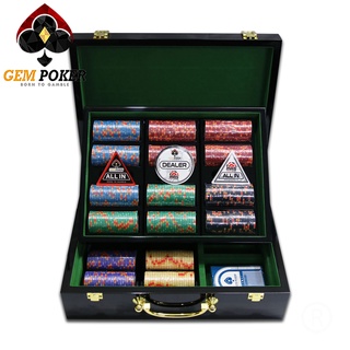 VALI GỖ 500 CHIP POKER SỨ CERAMIC 10G CAO CẤP - GEM TIGER®