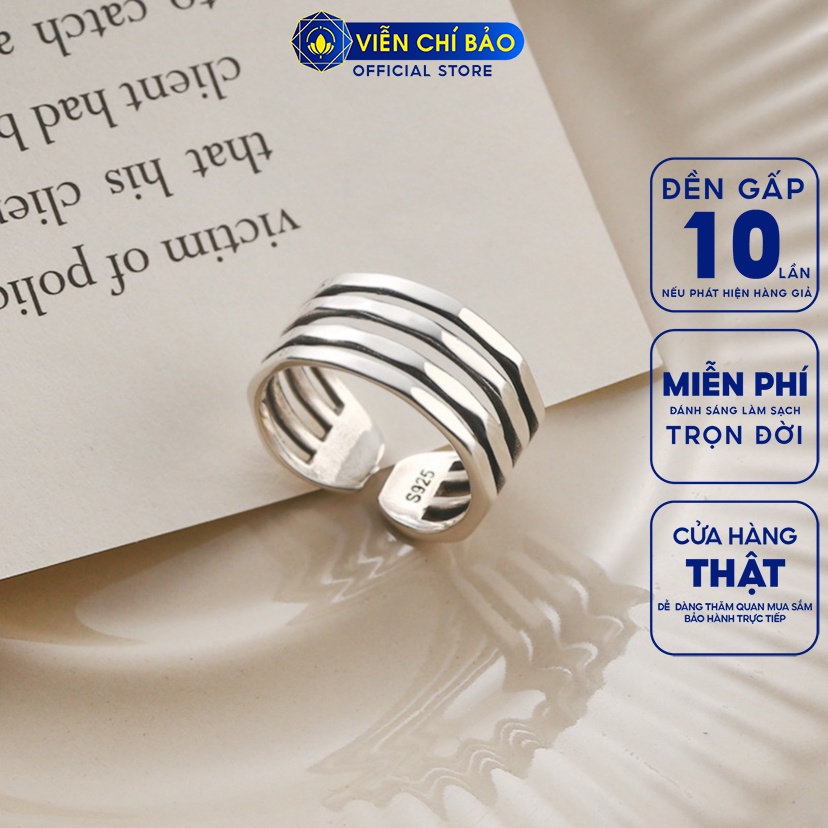 Nhẫn bạc nữ 4 hàng chất liệu bạc Thái 925 thời trang nữ phụ kiện trang sức nữ Viễn Chí Bảo N000403