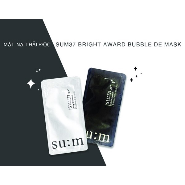 Mặt nạ sủi bọt thải độc hút dầu sạch sâu Sum37 Bright Award Bubble De Mask