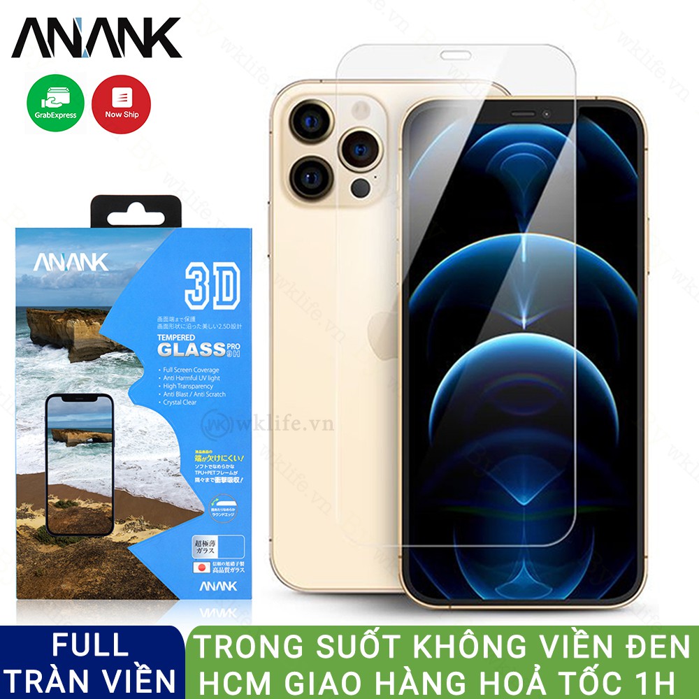 Cường iPhone Không Viền Đen ANANK 3D Cho iPhone 12 Pro Max